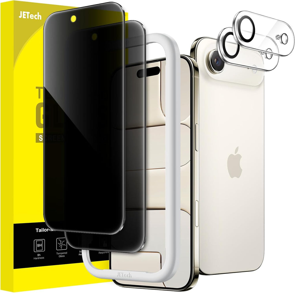 JETech Privacy Screen Protector for iPhone Air with Camera Lens Protector, Anti-Spy Tempered Glass Film, Easy Installation Tool, 6.5-Inch Display, 2-Pack Each