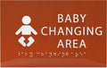 6" X4" Baby Changing Area Sign | Tactile Graphics Grade 2 Braille Text Baby Care Sign| ADA Compliant Wall Mount Plastic Restroom Sign for Hospital, Offices, Clinics and Apartments