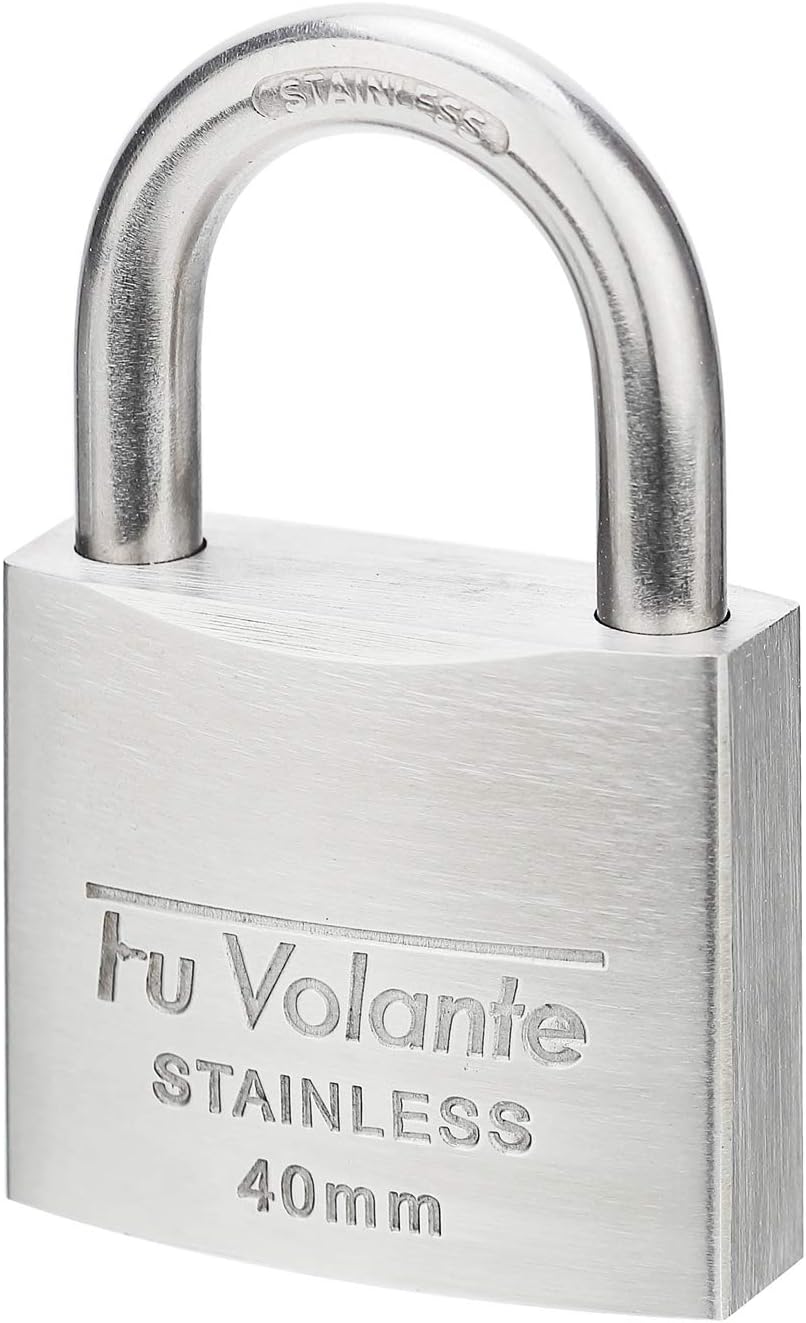 Stainless Steel Pin Tumbler Padlock, 304 Marine Series, Weatherproof Padlock for Outdoor use, 1-1/2 inch Wide Body, Keyed Alike Locks- Stainless Steel Body & Shackle-2 Pack