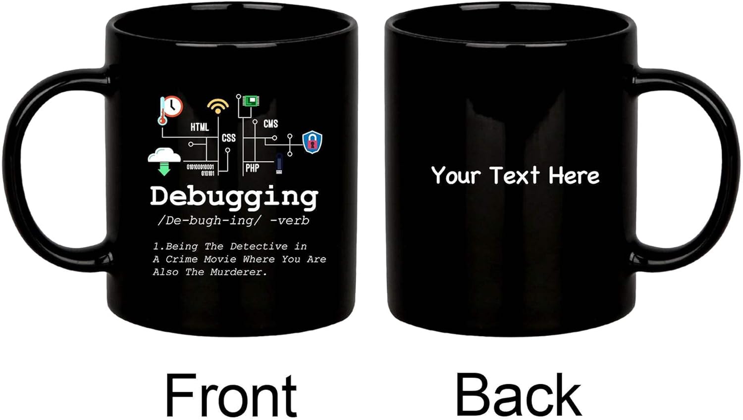 Personalized Debugging Definition Mug Funny Gift To Programmer Customized IT Programming Coding Binary Computer Teacher Student 11oz Black Ceramic Mug 11oz