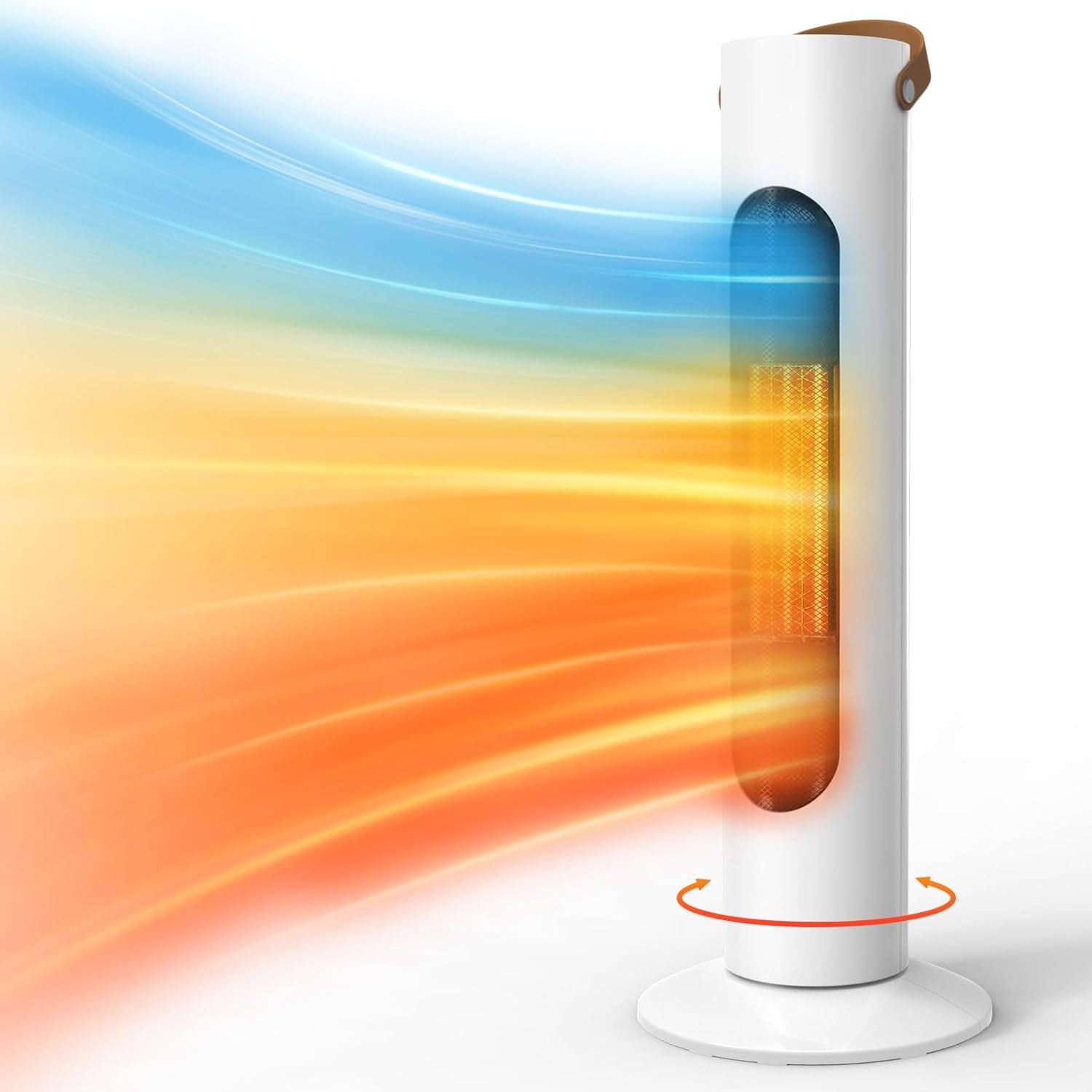 Electric Space Heaters For Indoor Use, 25" 2-IN-1 Tower Heater And Fan Combo, 70°Oscillating, 2S Instant Heating, 1500W, 3 Heating & Fan Modes,Electric Portable Heater For BedroomOfficeHome, Off White