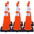 BESEA 6 Pack 36” Traffic Cones Orange Safety Road Cones with Reflective Collars, Heavy Duty Parking & Construction Cone for Traffic Control