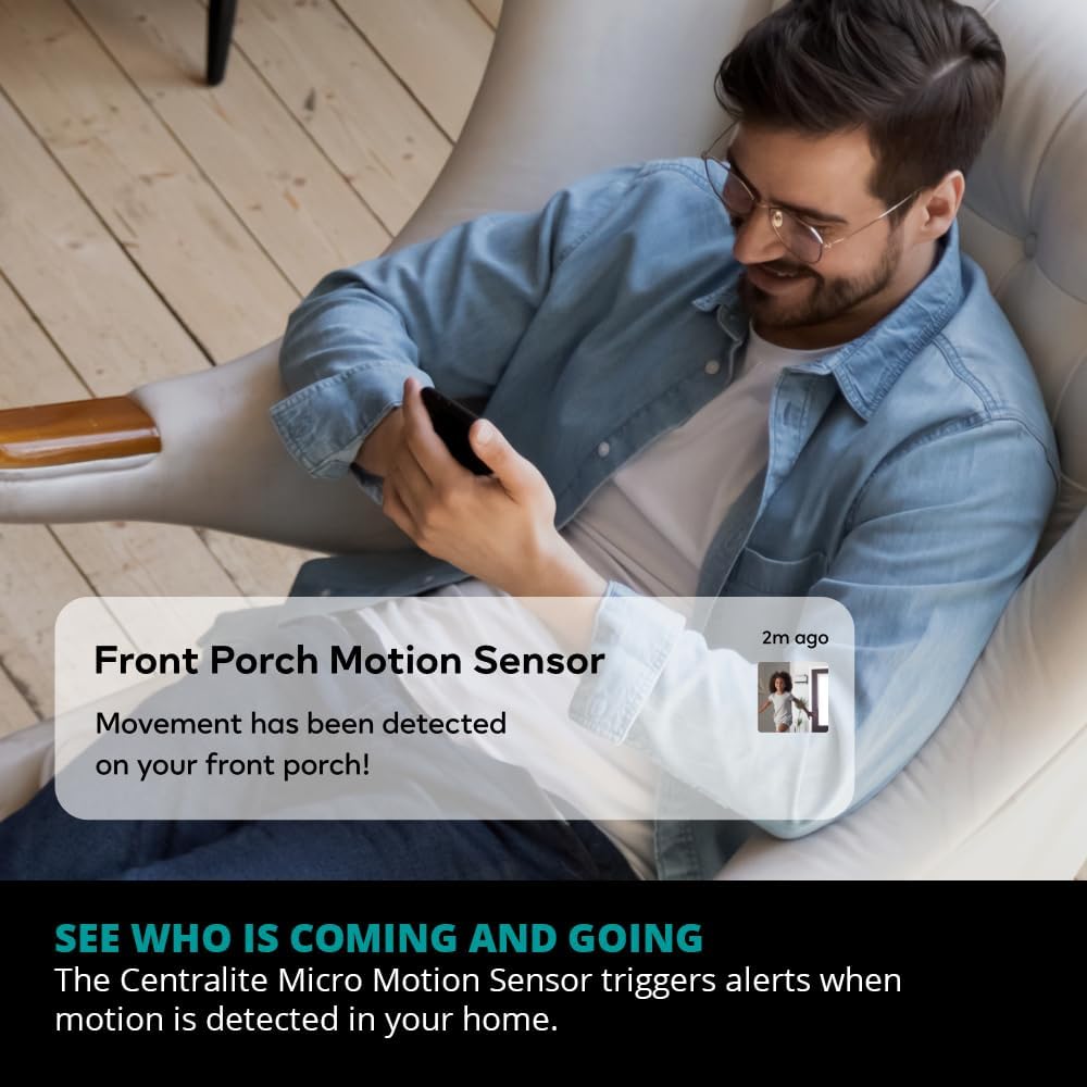by Ezlo Micro Motion Sensor - Home Automation and Security - Lighting Scenes, Security Alarm, Alerts upon Motion Detection - Zigbee