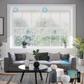 SmartWings Motorized Smart Roller Shades in Light Filtering, Electric Blinds with Remote for Windows Compatible with Alexa/Google Home/Homekit, Customized, PVC Free Pearl 5% Openness
