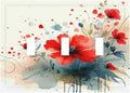 Vintage Floral Red Watercolor Modern Decorative Switch Plates 3 Gang Wall Plate Triple Toggle Light Switch Cover Electrical Wall Panels Faceplate for Bedroom Bathroom Decor