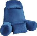 NOONTIDE Reading Pillow for Sitting up in Bed and Couch,32" X-Large Back Pillow for Adult & Teens with Soft Adjustable Neck Roll Backrest Pillow,Washable Cover,Watching TV/Gaming/Relaxing(Blue)