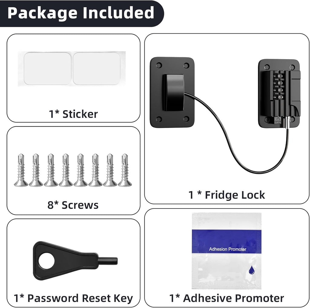 Fridge Lock Children refrigerator lock Fridge password lock can be easily installed without tools, and are suitable for refrigerators, dishwashers.