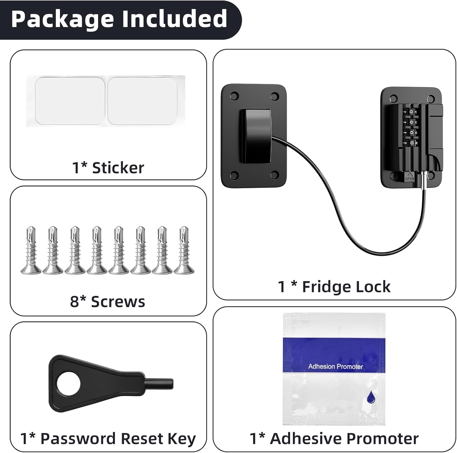 Fridge Lock Children refrigerator lock Fridge password lock can be easily installed without tools, and are suitable for refrigerators, dishwashers.