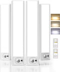 4Pack 7.8inch Under Cabinet Lighting, Rechargeable Motion Sensor Light Wireless Indoor, Dimmable 3 Color Temps Closet Lights with Remote, Under Counter Lights for Kitchen, Stairs, Bookshelf