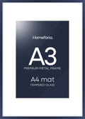 Homeforia A3 Picture Frame Navy Blue, High End Metal 11.7 x 16.5 inch Poster Frames with Mat 8.3 by 11.7 for Photo, A3 Size Frames Matted to A4 Print, 11.7x16.5 Hanging Frame, Tempered Glass, Set of 1