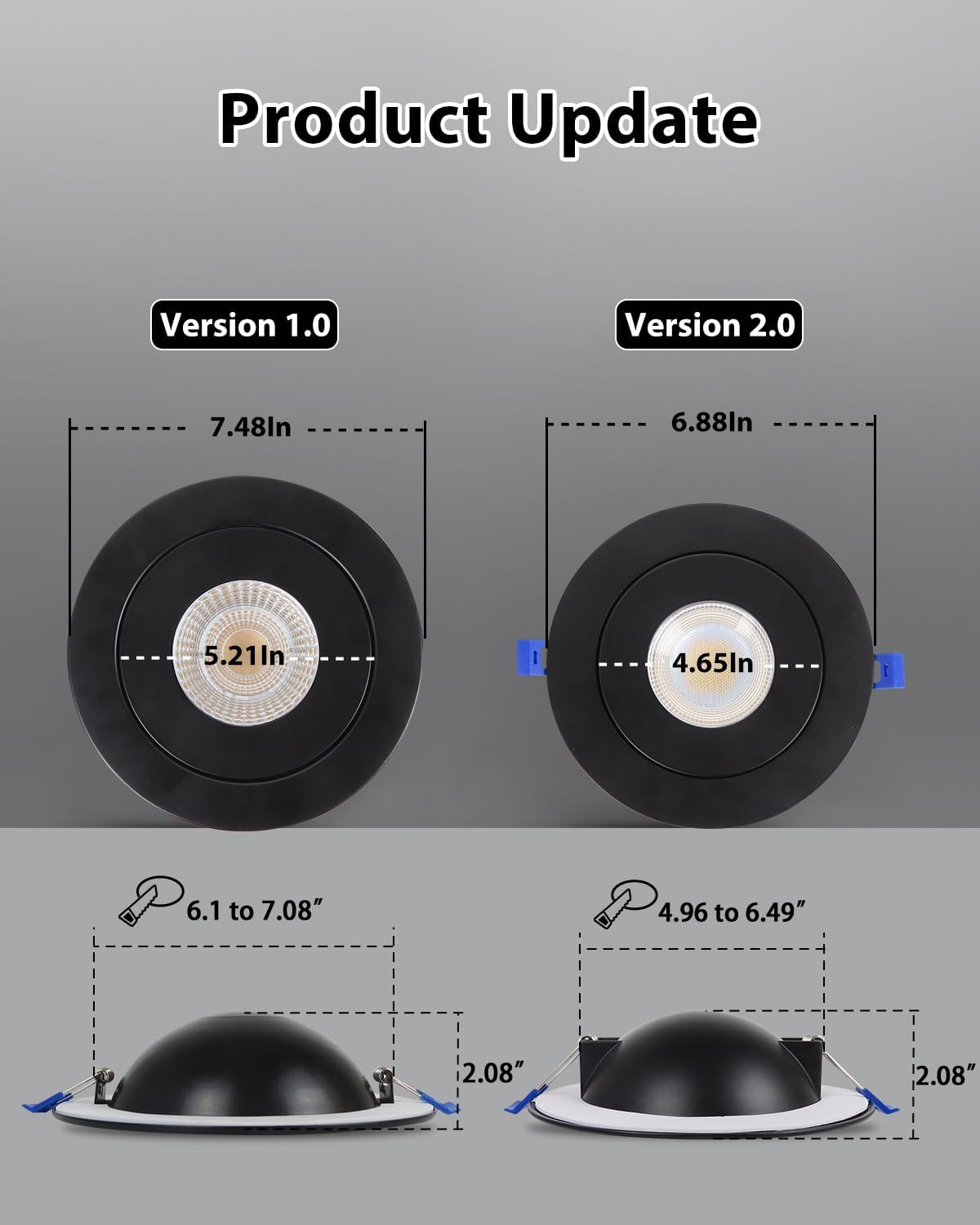Adetu Recessed Lighting 6 inch, 360°+90° Adjustable Directional 6 inch 5CCT Gimbal Black Led Recessed Lighting, 2700K-5000K Dimmable Retrofit Eyeball Can Recessed Lights with Jbox, ET（Black-12 Pack）