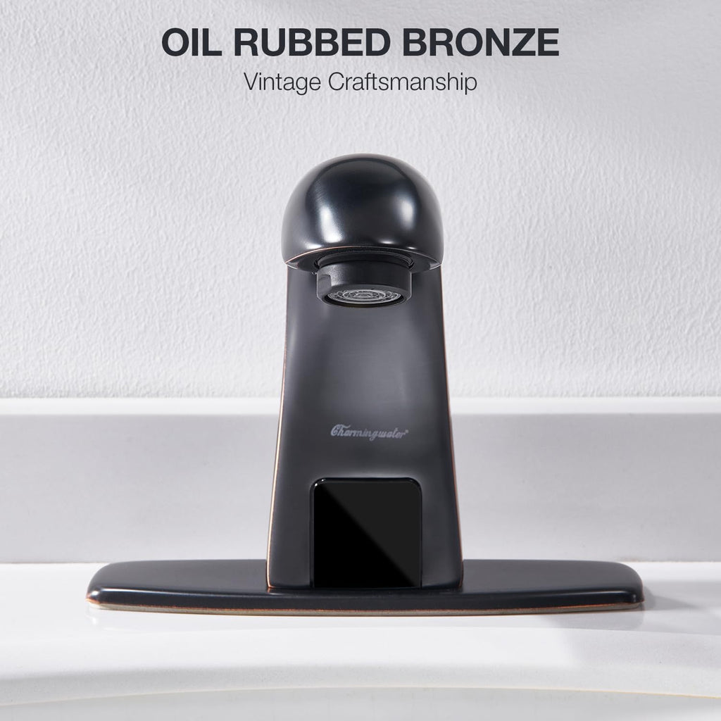 Charmingwater Touchless Bathroom Sink Faucet with Automatic Sensor, Motion Bathroom Faucet with Hole Cover Plate, Oil Rubbed Bronze