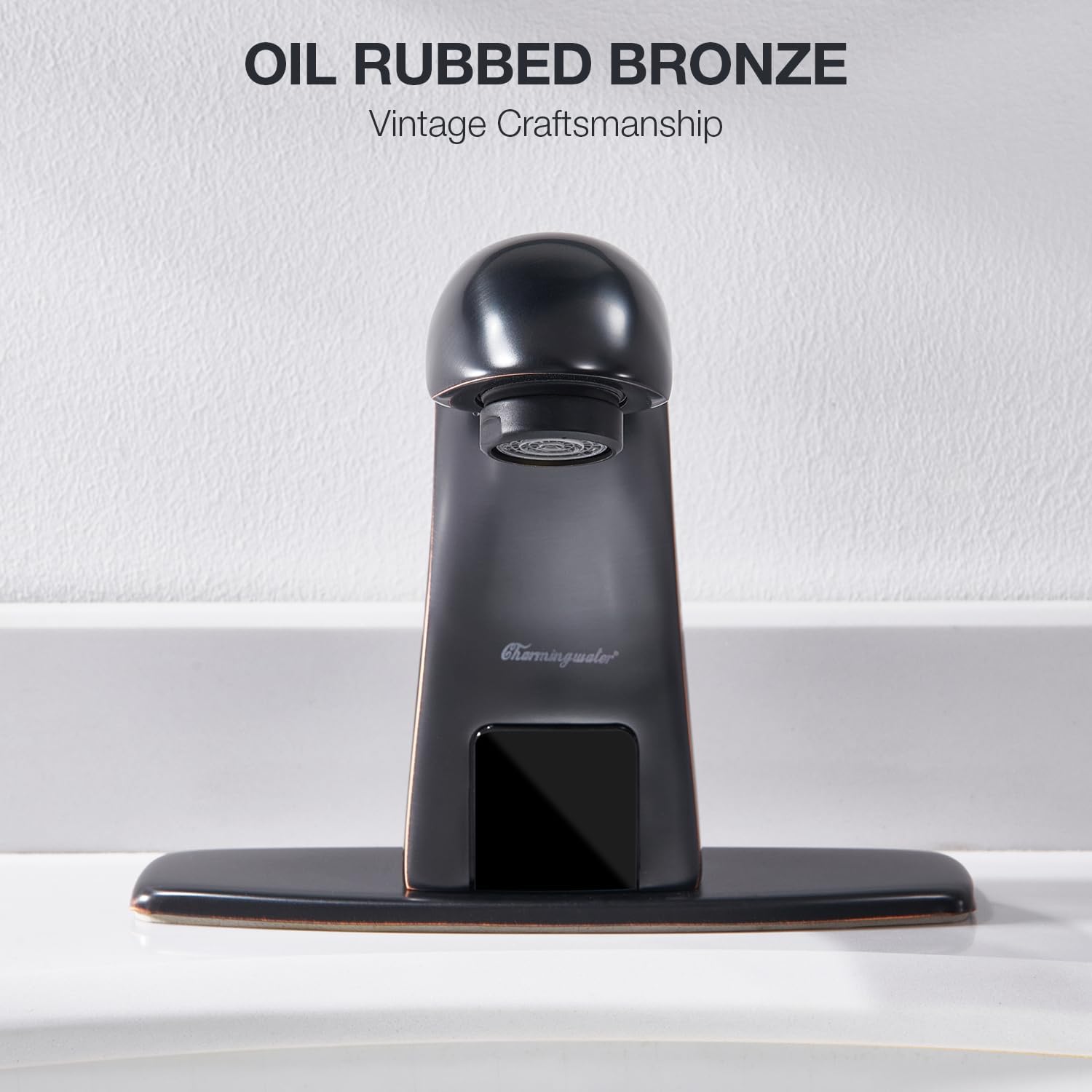 Charmingwater Touchless Bathroom Sink Faucet with Automatic Sensor, Motion Bathroom Faucet with Hole Cover Plate, Oil Rubbed Bronze