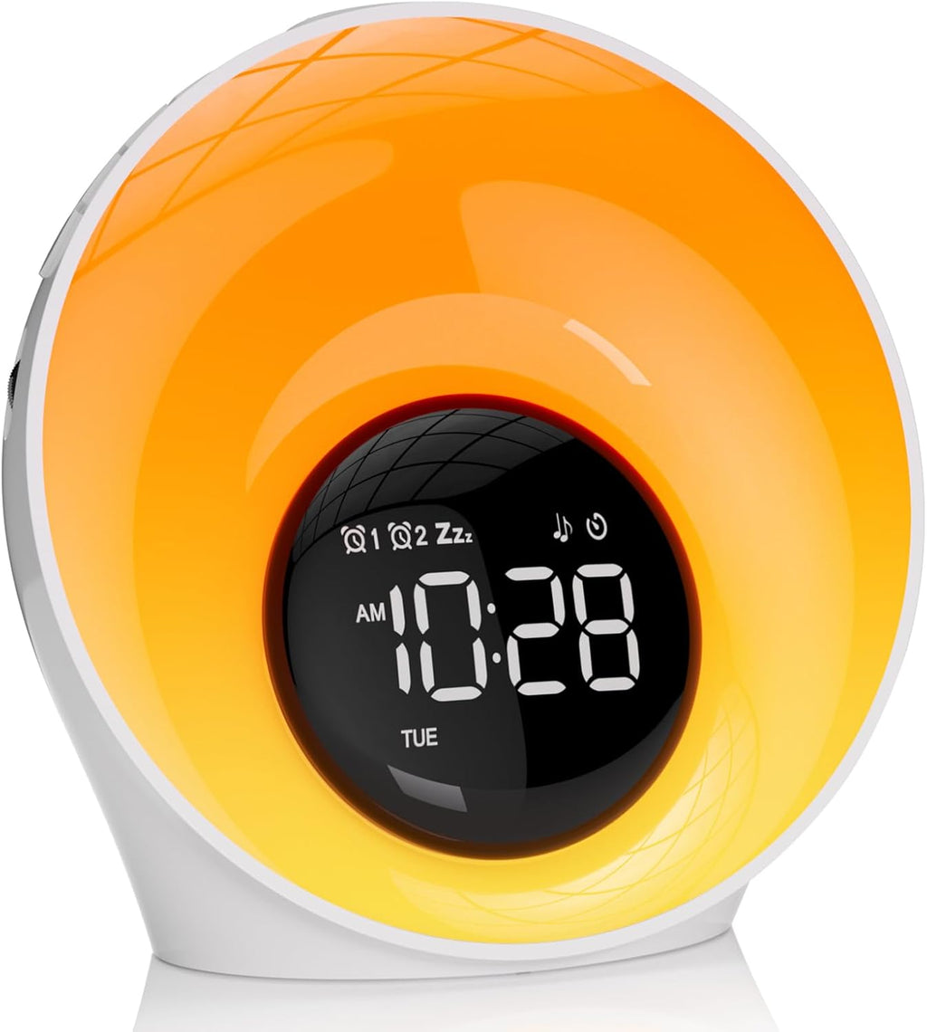 Wake Up Light Sunrise Alarm Clock, White Noise Sleep Sound Machine with 30 Soothing Sounds, Night Lights, Dual Alarms, Snooze, Timer, Bedside Lamp, Christmas Gift for Women, Kids, Heavy Sleepers