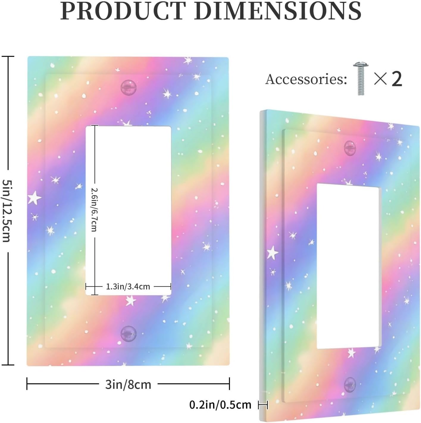 Decorative Outlet Covers Pink Blue Purple Iridescent Rainbow 1 Gang Rocker Light Switch Cover Plate Single Wall Plates for Electrical Outlets Switch Plate Covers Faceplate for Home Decor