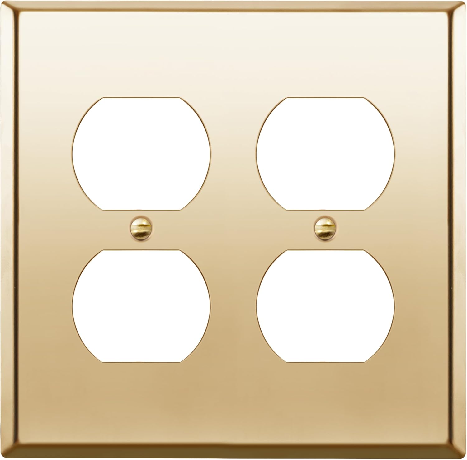 ENERLITES Double Duplex Receptacle Metal Wall Plate, Socket Outlet Switch Cover, Stainless Steel 201, Corrosion Resistant, Size 2-Gang 4.50" x 4.57", 7722-PB, Polished Brass, Gold