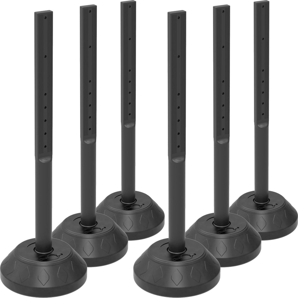 6 Pack Durable Sign Post and Water-Filled Base Set Kit - 13" DIA Stand with 41" Post - Bolts & Nuts for Hanging Signs, Portable Warning Sign Holder for Public Parking / Commercial / Recreational Use