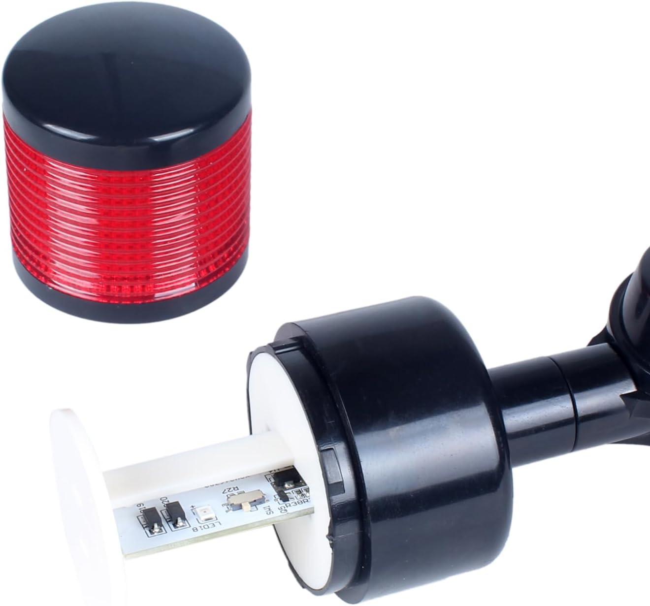 Led Signal Tower Stack Lights, Industrial Signal Warning Lights, Column Tower Lamp with Rotatable Base, Steady Flashing Switchable,12V 24V DC(1-Layer, with Buzzer) Black