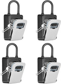 Portable Key Lock Box, Upgrade Clearly Visible Numbers, Lock Box Wall Mounted for House Key, 5 Key Capacity, Weatherproof Resettable Code (4 Pack, Grey)