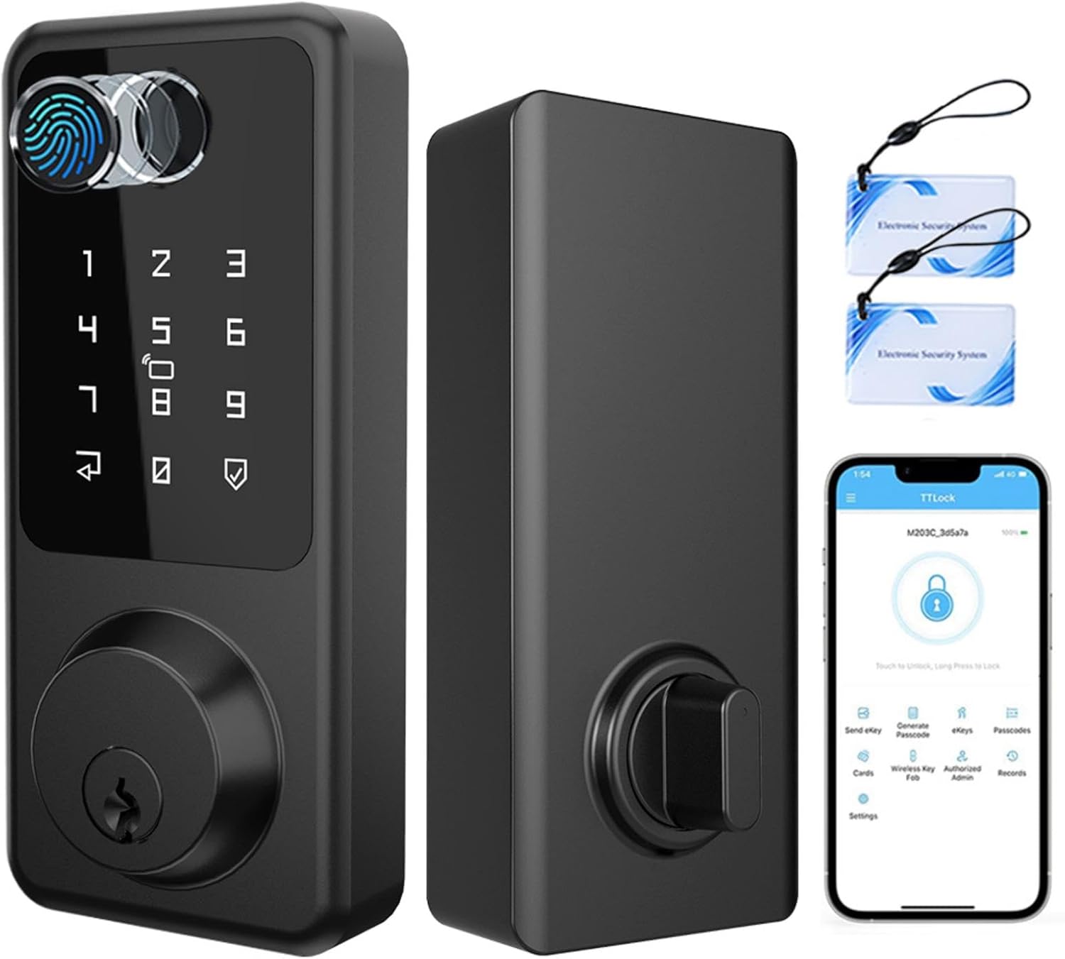 Keyless Entry Lock for Front Door, Fingerprint Door Lock with Touchscreen Keypad, Electronic Deadbolt for Home and Hotel
