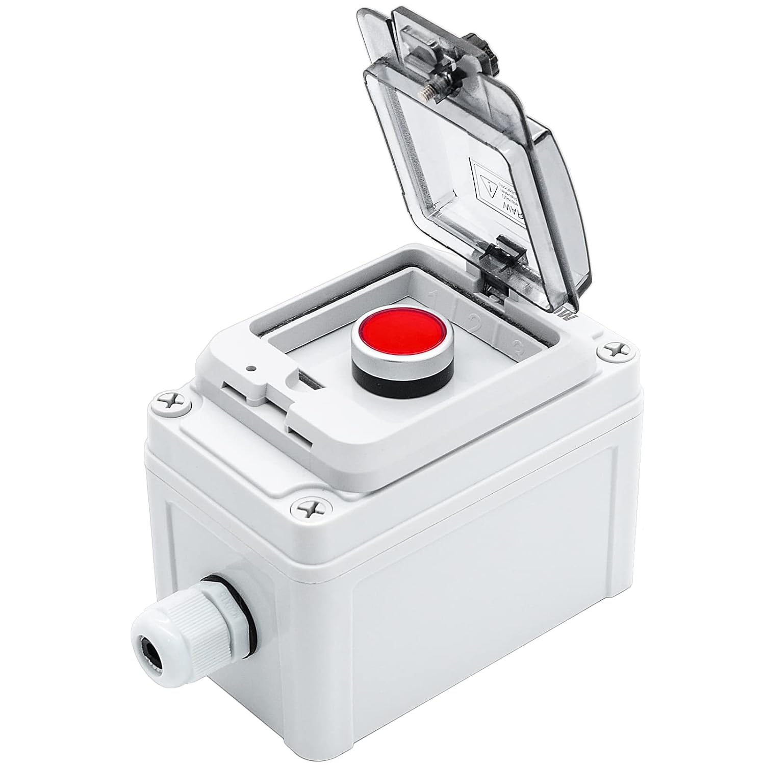 IP67 Button Switch Outdoor Waterproof Box Red Emergency Button with Protective Cover Anti-misoperation Switch(AC/DC 6A-110V/3A-240V/2.5A-380V)