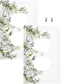 Decorative Outlet Covers Rustic Eucalyptus Leaves Green Leaf 1 Gang Duplex Light Switch Cover Plate Unique Wall Plate Electrical Switch Plate Covers for Bedroom Home Decor（2 Pack）
