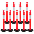 VEVOR 9 Pack Traffic Delineator Posts, 48 inches Traffic Safety Cones with Weighted Base and Reflective Strips, Heavy Duty Delineator Posts for Construction Site, Parking Lot, Crowd Control, Red