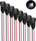 8pcs White LED Indicator Pilot Light AC/DC 12-24V Mounting Hole Size 8mm(Flame Retardant Plastic Shell)