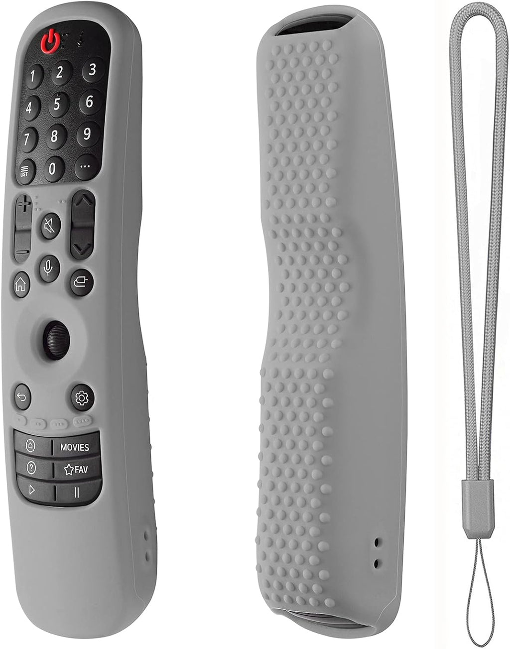 Hi Color Portable Electronic Device Cover for LG TV Remote, MR22GA/MR22GN/MR23GA Silicone Case with Lanyard(Gray)