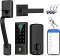 BEBASIA Heavy Duty Fingerprint Smart Door Lock for Front Door, APP Control Front Door Lock Sets, Auto Lock, Anti-Peeping Touchscreen Digital Keypad, Electronic Keyless Entry Deadbolt, Black
