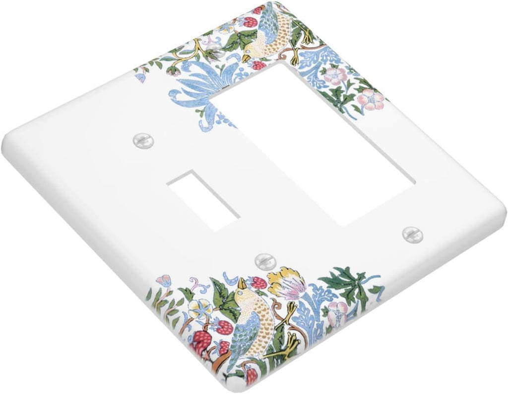 Decorative Outlet Covers Retro Morris Strawberry Rustic Plant Bird 2 Gang 1 Gang Wall Plate Cover Single Toggle Rocker Combo Light Switch Cover Plate Face Plate