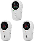 3PCS 5-in-1 Rechargeable Carbon Monoxide & Natural Gas Detectors with Temperature/Humidity LCD Display & 2000mAh Lithium-ion Battery, Portable Plug in Co Detector for Home Travel RV Essentials
