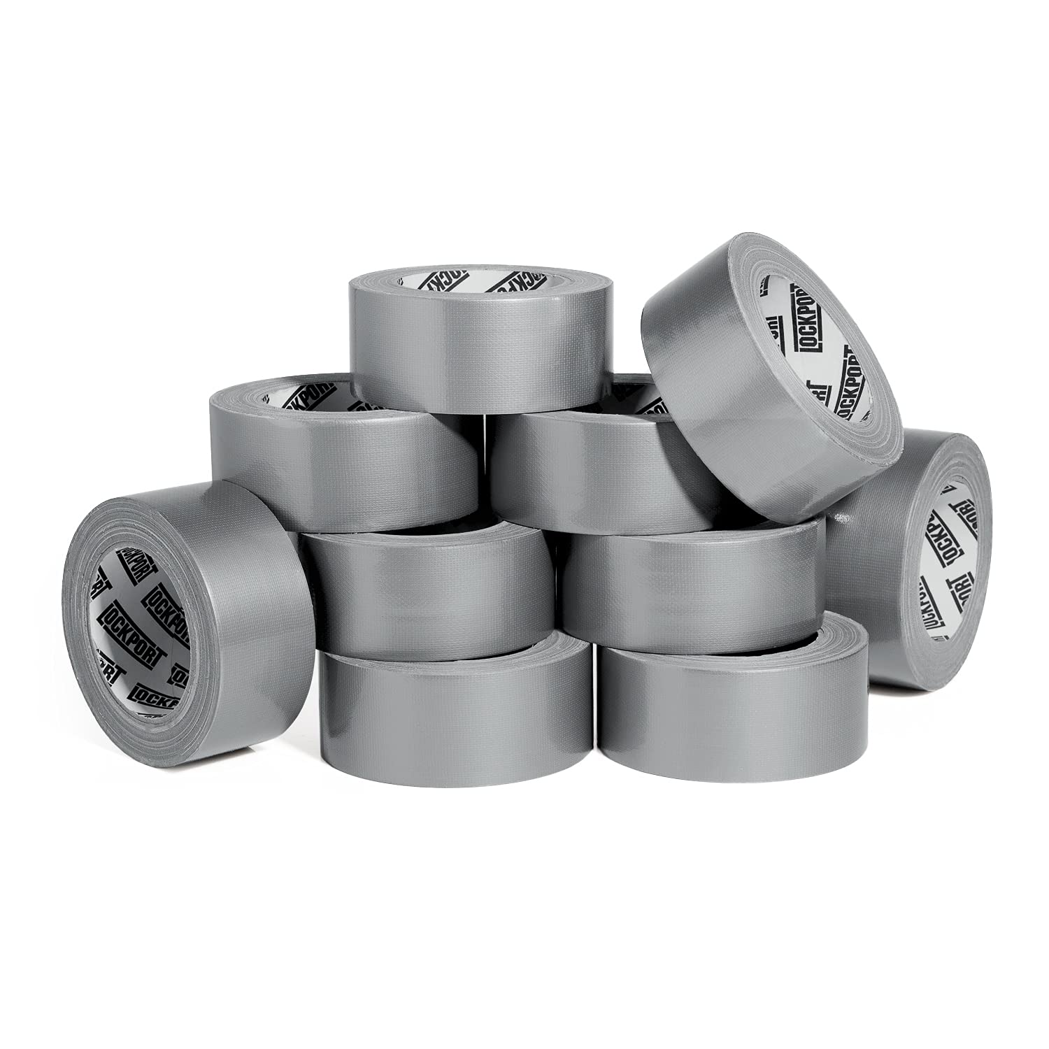 Lockport Duct Tape Heavy Duty Waterproof - 10 Roll Pack Silver Duct Tape Bulk - 30 Yards x 2 Inch - No Residue, Flexible, Strong, All- Weather Resistant and Easy Tear - Grey Heavy Duty