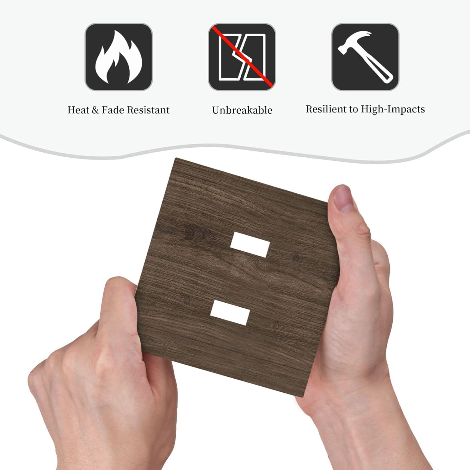 Decorative Switch Plate Covers Rustic Walnut Wood Grain 2 Gang Double Toggle Light Switch Cover Plate Electrical Wall Plate Outlet Cover for Farmhouse Cabin Decor