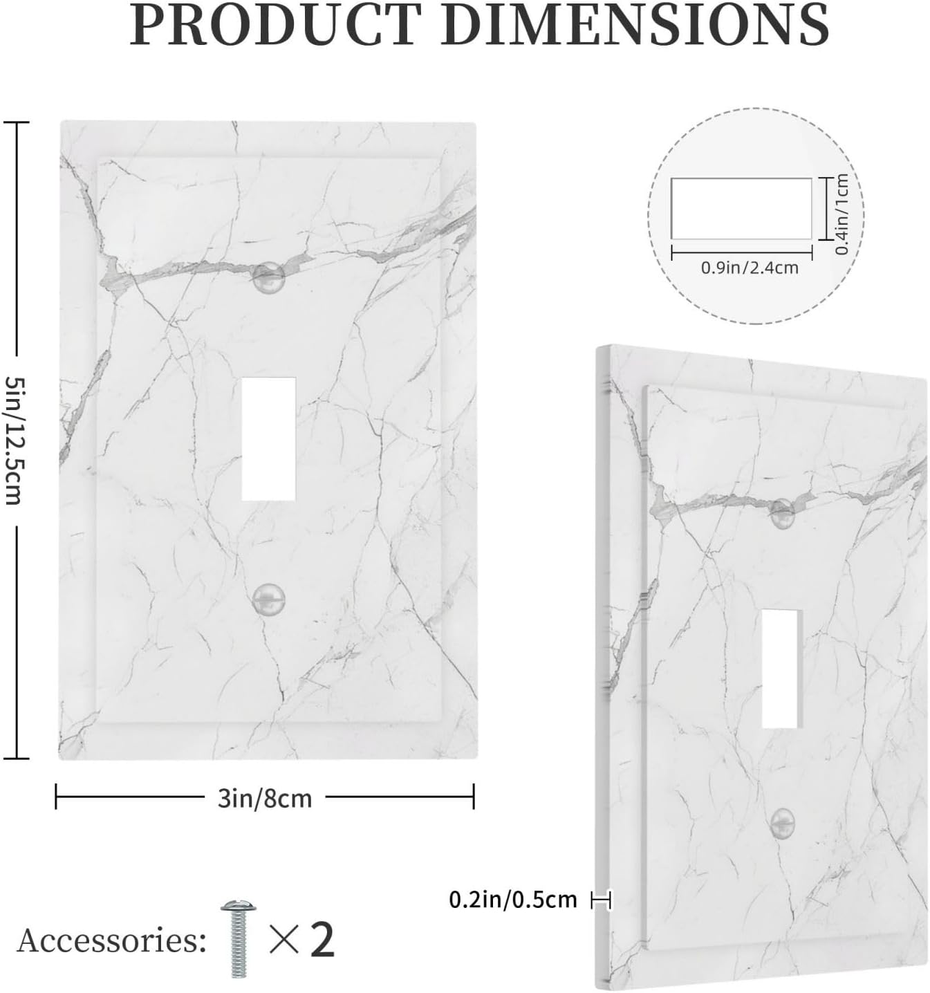 Decorative Light Switch Cover White Grey Abstract Modern Marble 1 Gang Single Toggle Device Electrical Faceplate Switchplates Decorator Outlet Wall Plate for Bathroom Kitchen Decor