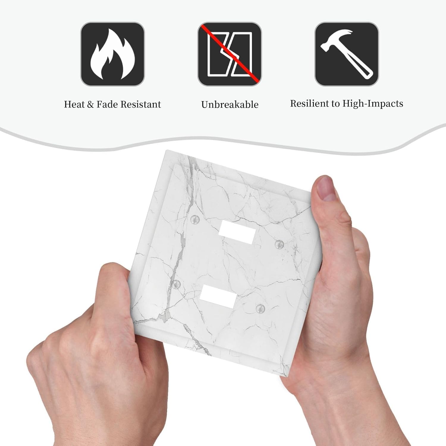 Decorative Switch Plates White Grey Abstract Modern Marble 2 Gang Double Toggle Outlet Light Switch Cover Wall Plate Electrical Faceplate for Bathroom Kitchen Decor