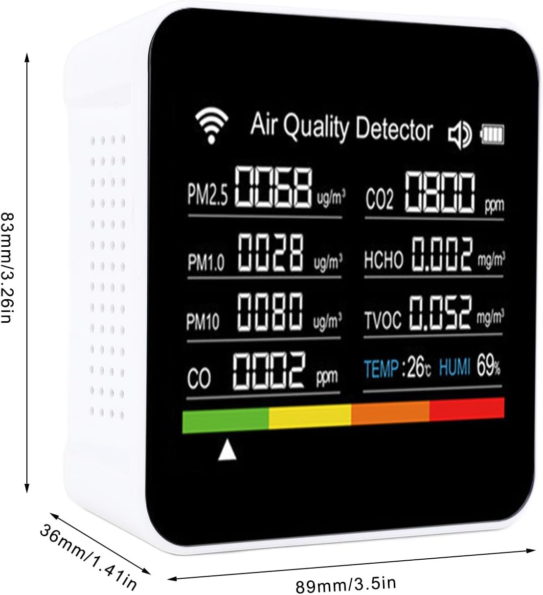 14 in 1 Air Quality Monitor Indoor with High Precision Sensors, 2.8 Display Screen, 14 Functions, Air Quality Detector for pm2.5, Vocs, Temperature, and Humidity