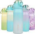 BJPKPK Insulated Water Bottle 25oz Stainless Steel Water Bottles with Straw and Carry Handle Double Wall Metal Thermal Flask,Sea Salt
