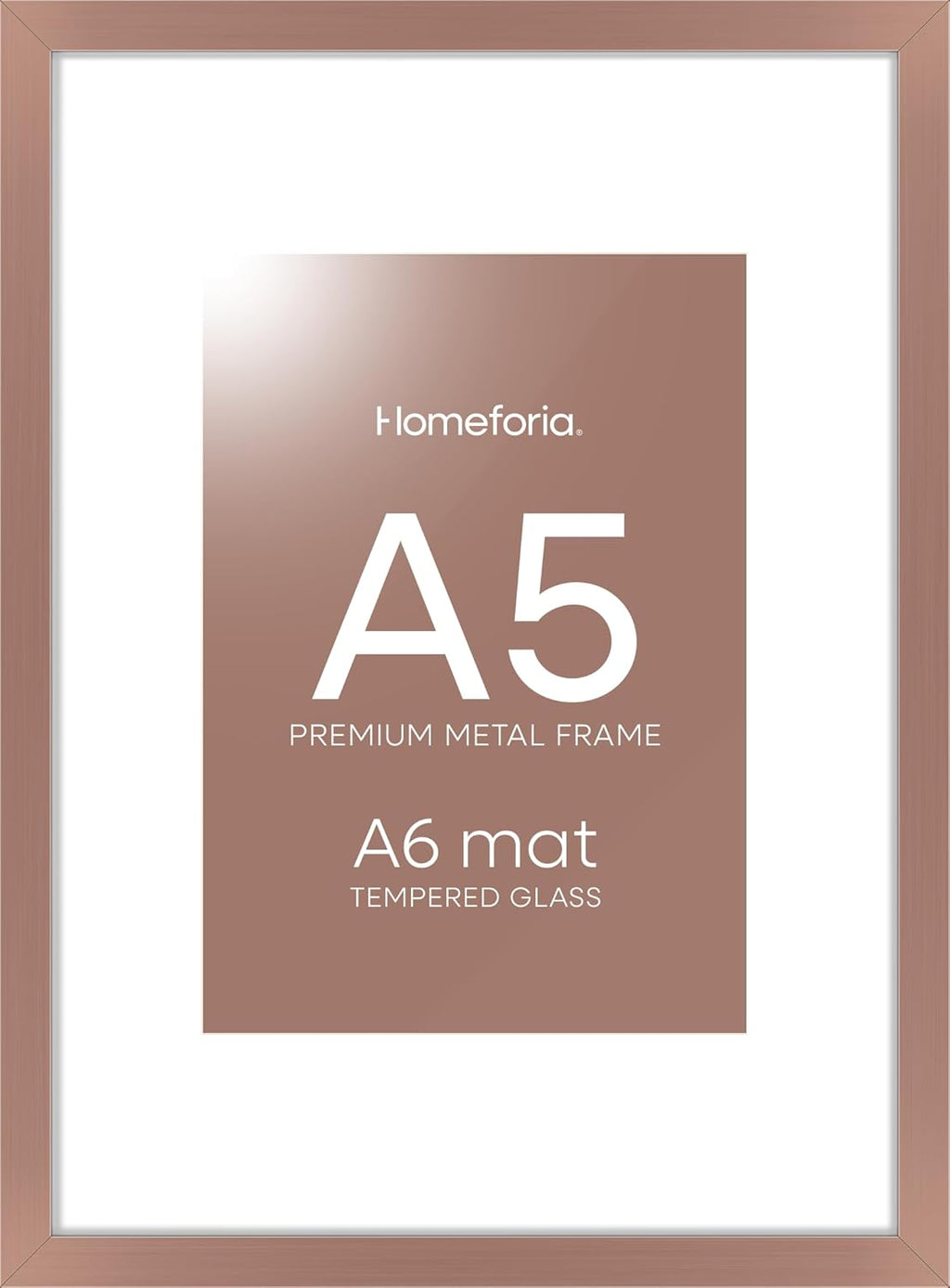 Homeforia A5 Picture Frame Mocha, High End Metal 5.8x8.3 Frames Matted to 4.1x5.8 Print, A5 Photo Frame with Mat A6, 5.8 x 8.3 Poster Frame, 8.3x5.8 Display Frames, Tempered Glass, Wall Kit, Set of 1