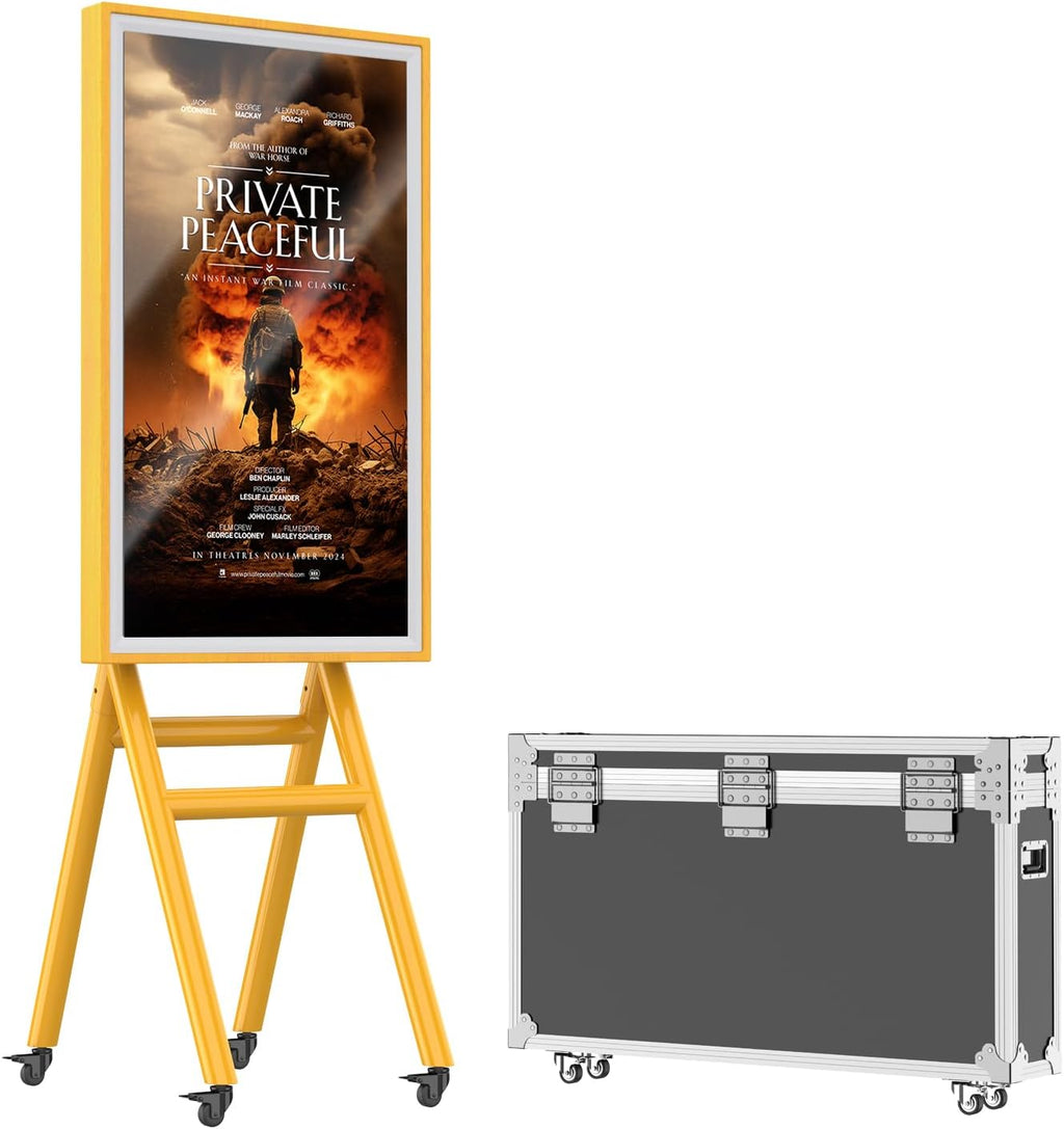 MWE Mobile Digital Signage Display 43in,Portable UHD Touchscreen Advertising Display Kiosk Poster App Publishing,Photo Booth Standby Series Screen Mirroring (Touch Screen, Wooden, 43in)
