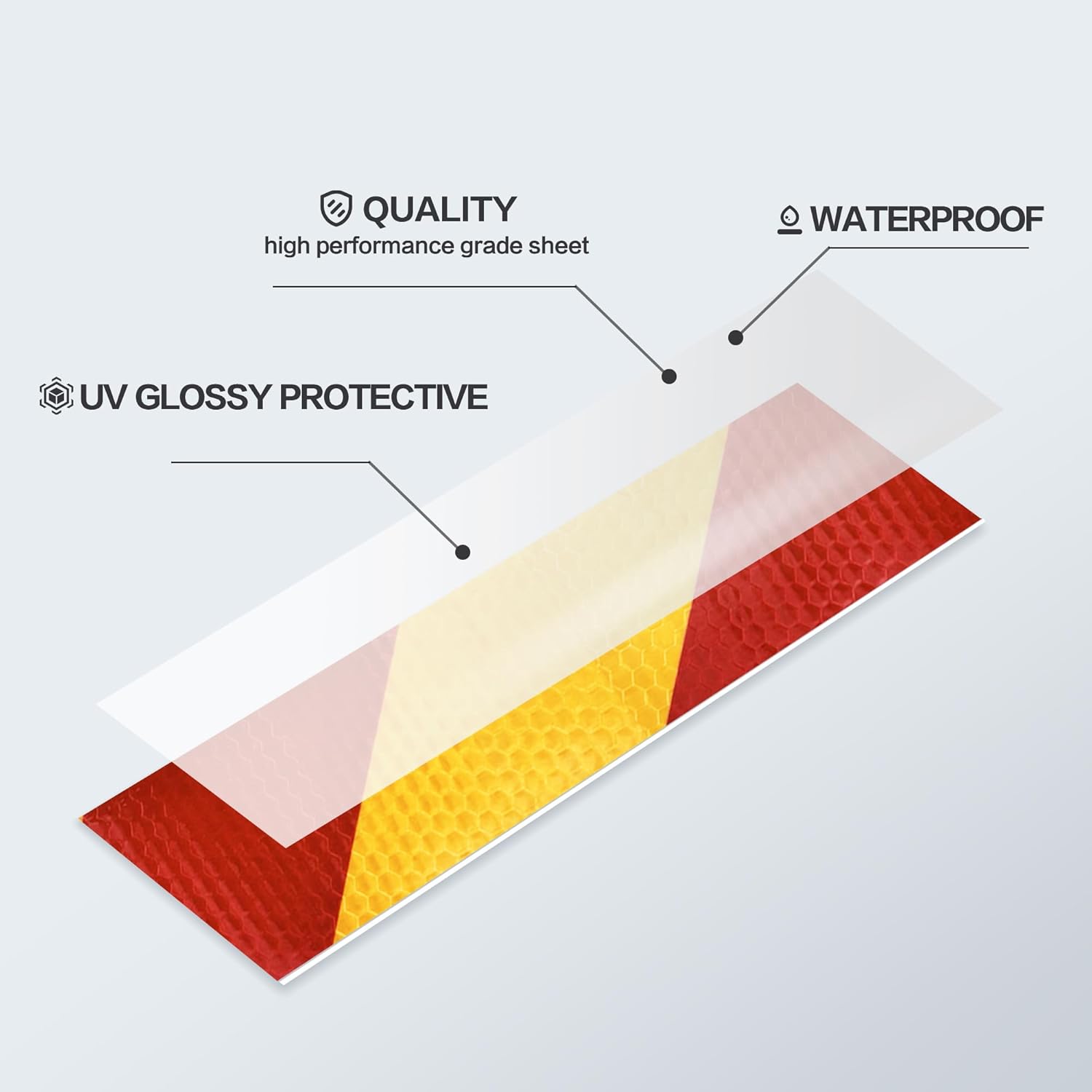 Arrow Reflective Tape Waterproof Caution Safety Tape Hazard Stickers Reflector Stripes for Warehouse, Floor,Wall Warning Signs (Yellowred Stripe, 2Inch x 33 Ft)
