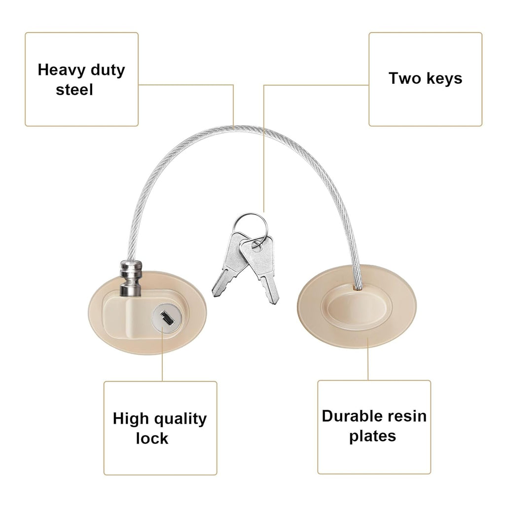 Hotop 4 Pack Cabinet Locks with Keys Mini Fridge Refrigerator Locks for Kids Toddlers Self Adhesive Child and Baby Proofing Safety for Deep Freezer Drawers Doors Latch(Light Brown)