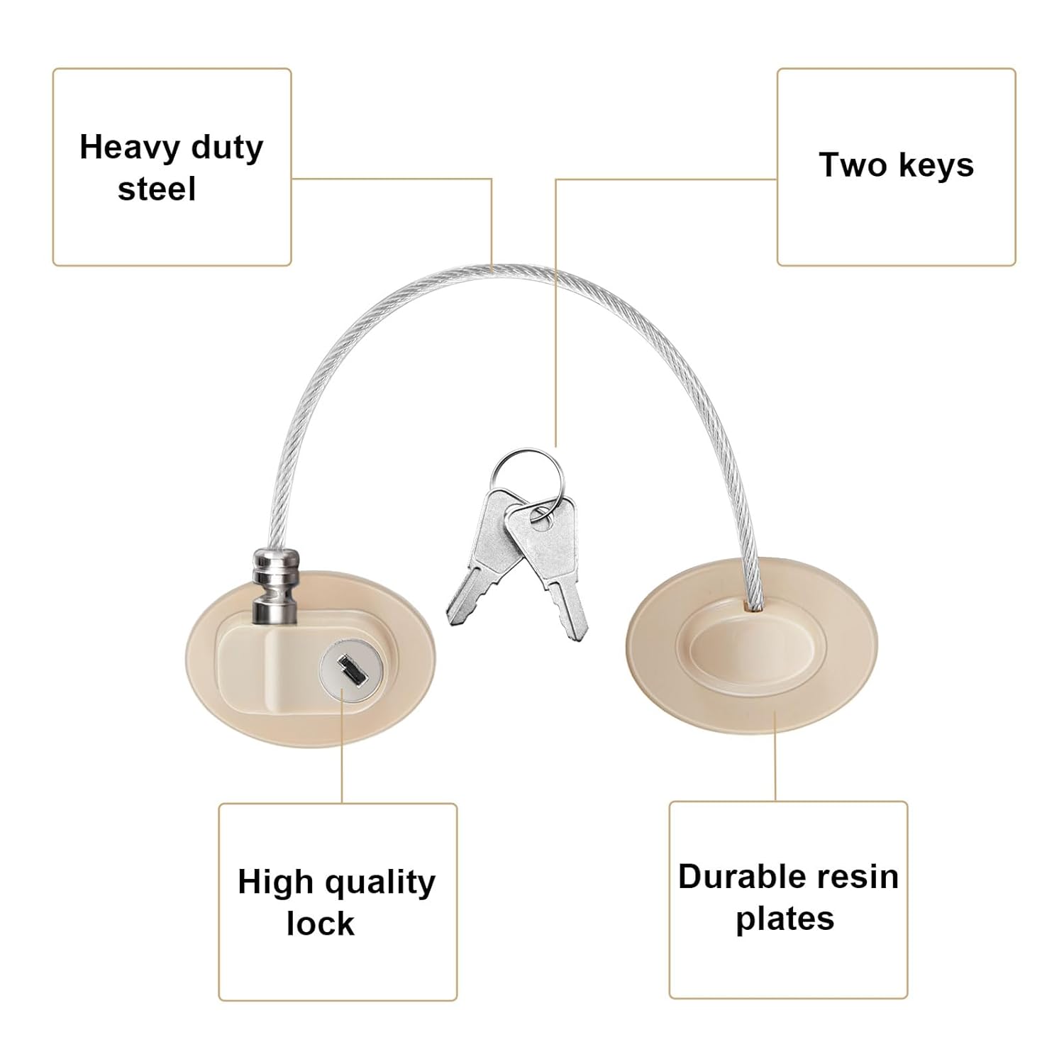 Hotop 4 Pack Cabinet Locks with Keys Mini Fridge Refrigerator Locks for Kids Toddlers Self Adhesive Child and Baby Proofing Safety for Deep Freezer Drawers Doors Latch(Light Brown)