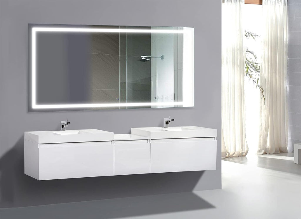 Krugg | Large 72 Inch X 36 Inch LED Bathroom Mirror | Lighted Vanity Mirror Includes Dimmer & Defogger | Wall Mount Vertical or Horizontal Installation
