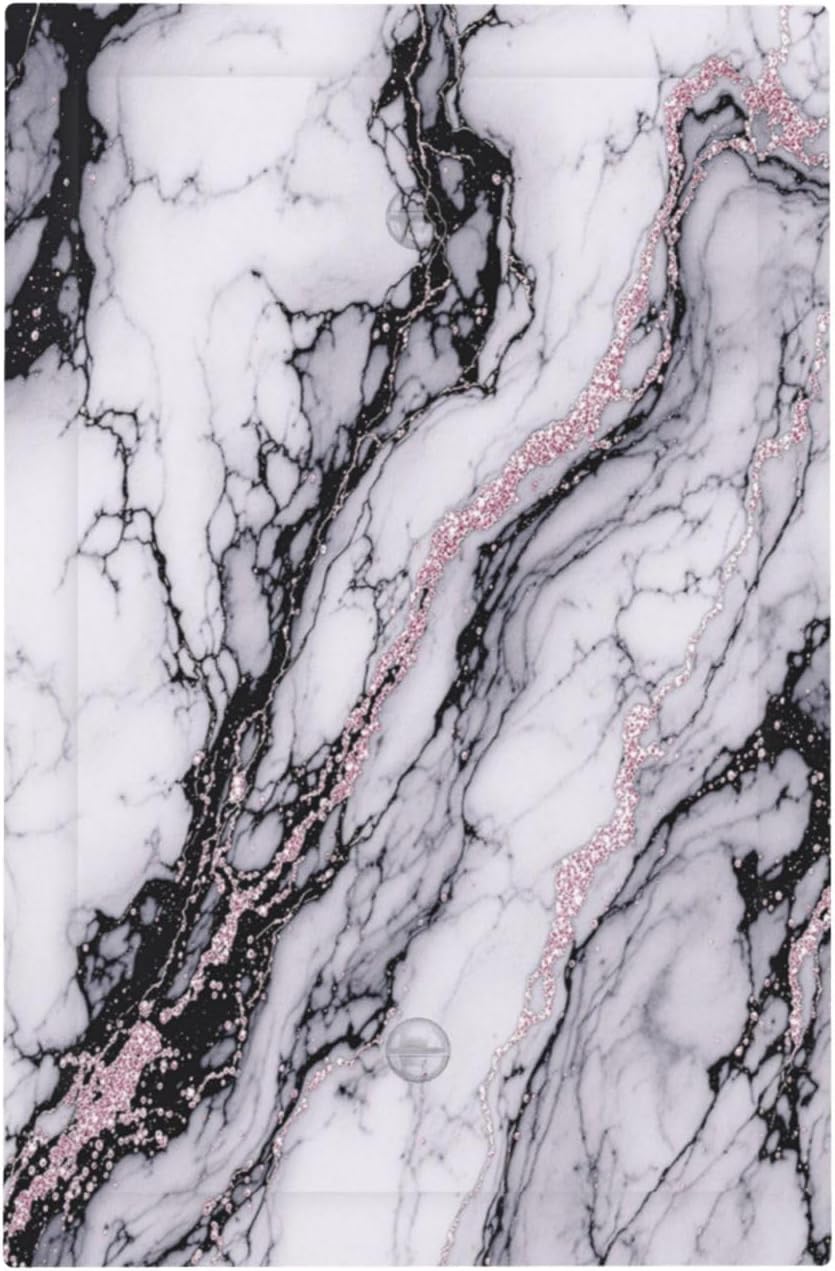 Light Switch Cover Plate White Marble Pattern Black Lines Pink Lines 1 Gang No Device Blank Electrical Wall Plates Faceplate Decorative Switch Plate for living Room Office Decor