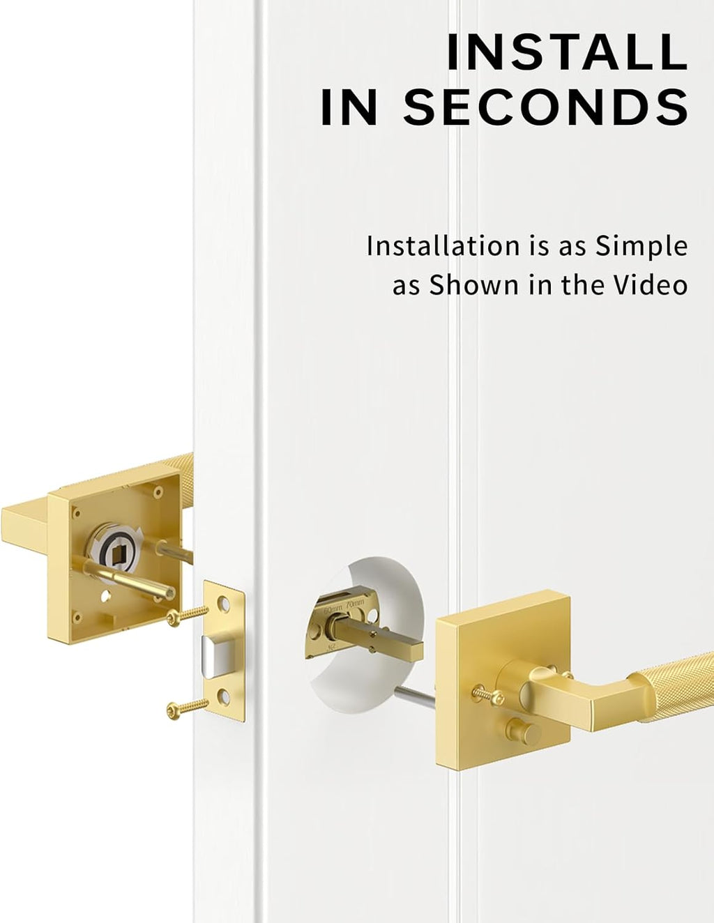 Asidrama 6 Pack Gold Privacy Door Handles, Door Lever with Door Knobs Indoor for Bedroom or Bathroom, Heavy Duty Door Handles Interior with Locks for Left Right Sided Doors ZR01-098AA