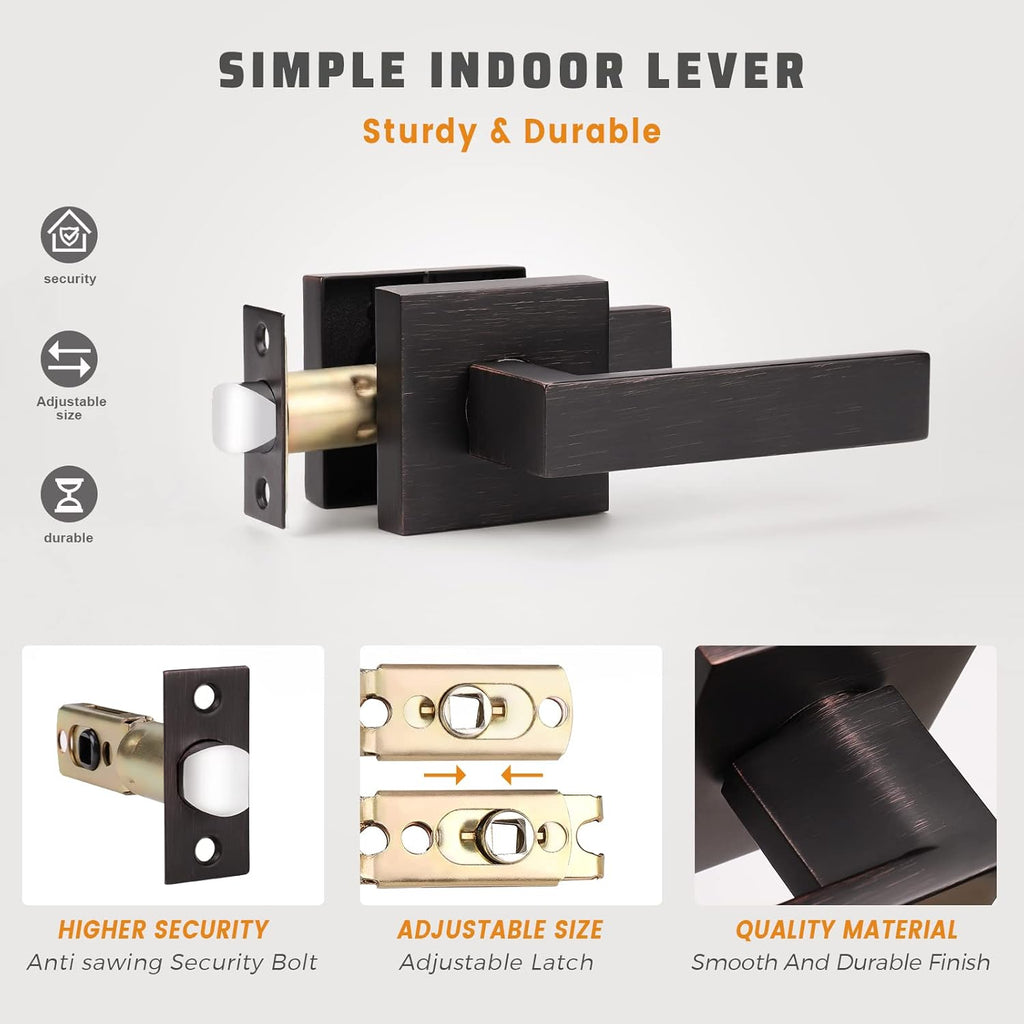 KNOBWELL Premium Oil Rubbed Bronze Door Handle Passage Door Lever Heavy Duty Door Handle Set, Closet Door Levers for Left or Right Handing, Easy Installation 10 Pack 2.07 lb One Lever