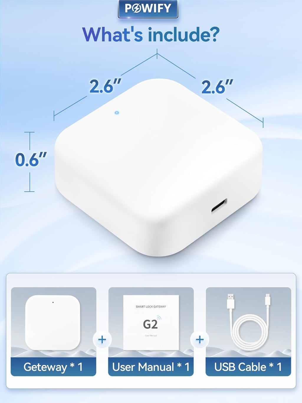 Smart Lock Wi-Fi G2 Gateway, Remote Control with TT Lock App, Compatible with Alexa Voice Control