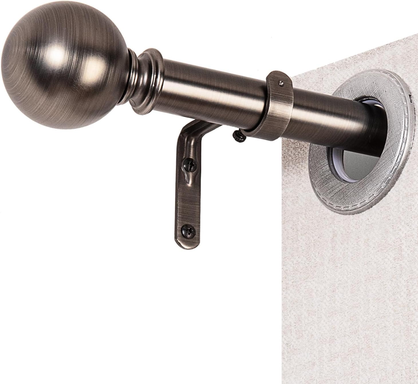 Curtain Rods for Windows 18 to 88 inches, 1 Inch Modern Metal Drapery Rods, Adjustable Heavy Duty Curtain Pole with Round Finials(18"-88"Antique Nickel