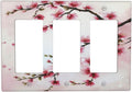 Branch with Pink Flowers 3 Gang Rocker Triple Outlet Wall Plate Decorative Switchplate Cover Faceplate GFCI Light Switch Covers for Farmhouse Living Decor